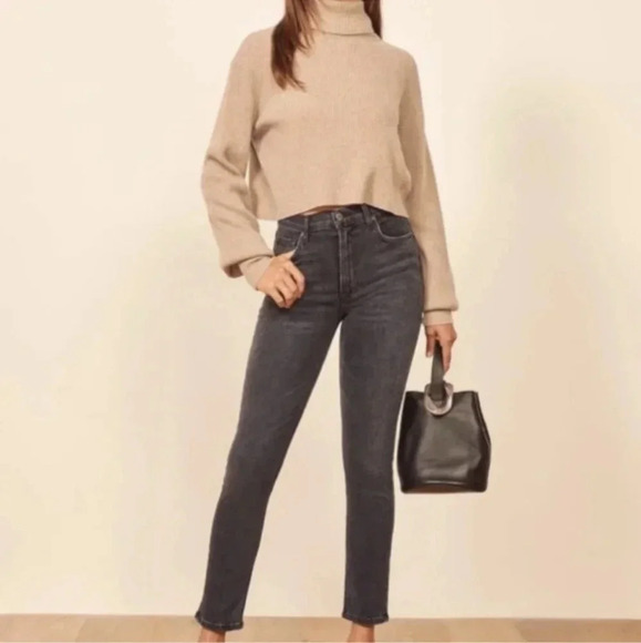 Reformation Black Gray Serena Jeans High Rise Skinny Jeans Size 25 - Picture 1 of 11